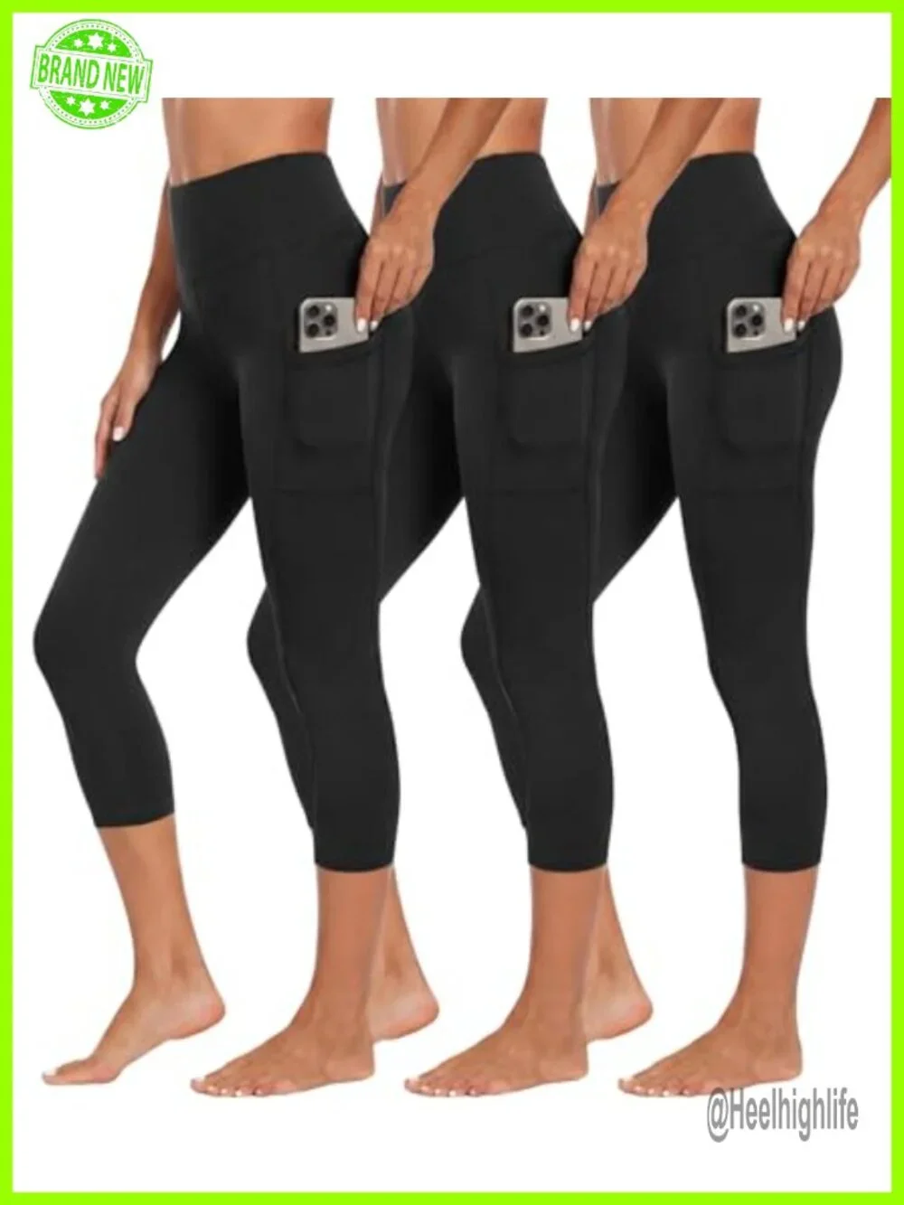 High Waisted Capri Leggings 3 Pack Buttery Soft Women's